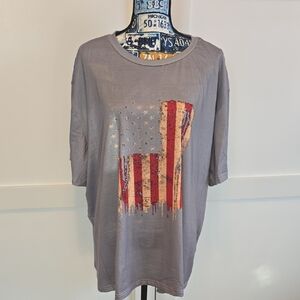 Gray T-Shirt with American Flag Design